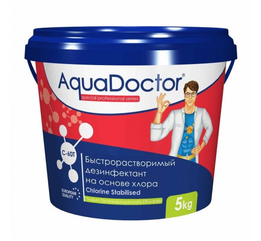 Дезинфектант для бассейна на основе хлора быстрого действия C-60T 5 кг "AquaDoctor "
