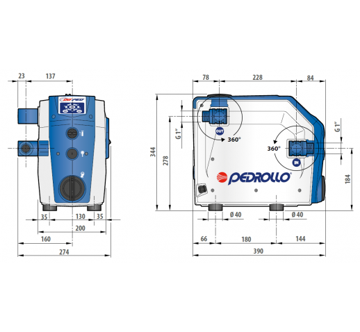 Автоматическая установка повышения давления с инвертором DG PED 3 singie use (0,75кВт) "Pedrollo"