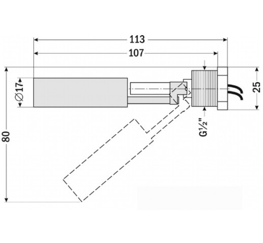 Нержавеющий поплавковый датчик-выключатель PDS-01, до 220v, AISI 304 (ПДУ-Н231-97)